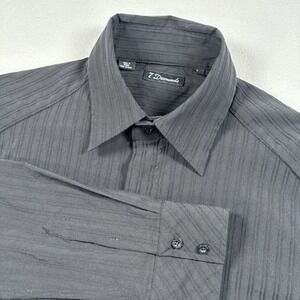 7 Diamonds Men's Long Sleeve Button-Up Shirt Black/Black Striped Size L